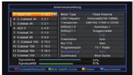 Opticum AX 670 - In der Antennen-Setup-Liste - 1