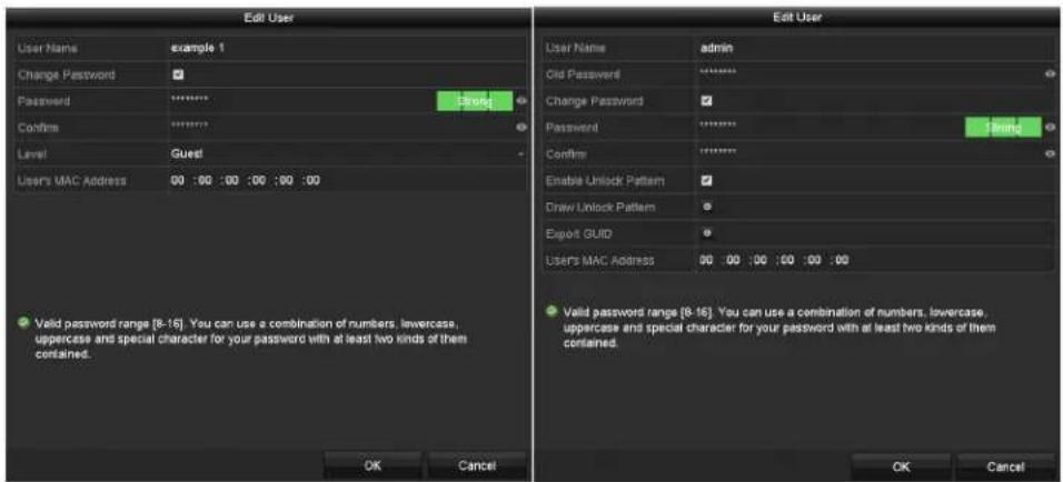Hikvision DS-7204HQI-K1/P - Editing a User - 1