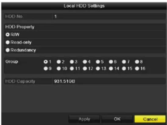 Hikvision DS-7204HQI-K1/P - •2.3.2 Setting HDD -property - 1