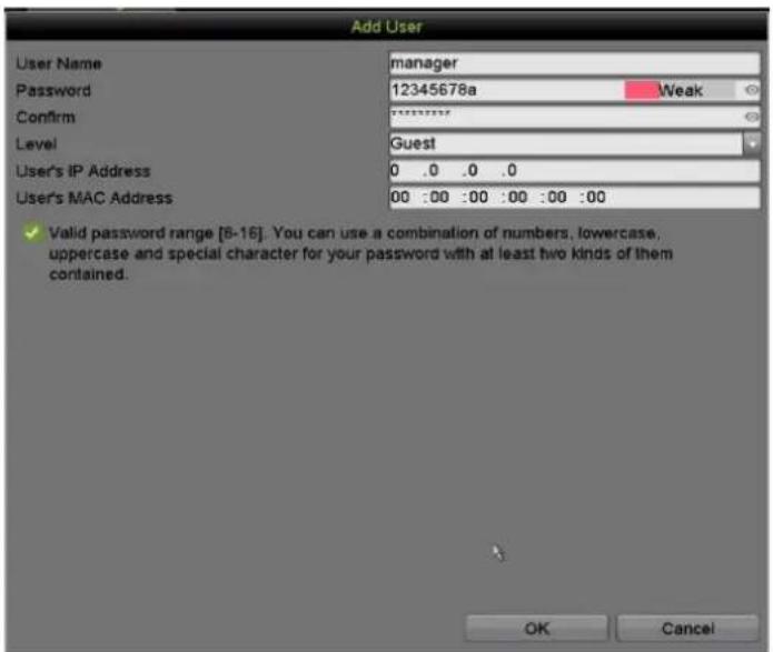 Hikvision DS-7204HQI-K1/P - •5.4.• √dding a User - 2