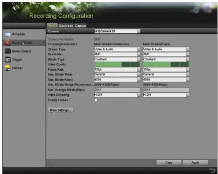 Hikvision DS-7204HQI-K1/P - Configure "ecord -parameters - 1