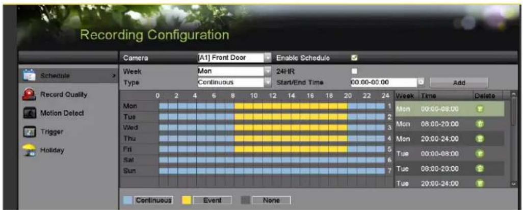 Hikvision DS-7204HQI-K1/P - Set the Record Schedule - 1