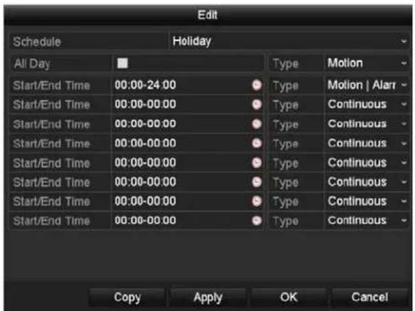 Hikvision DS-7204HQI-K1/P - Configuring Holiday "ecording - 3
