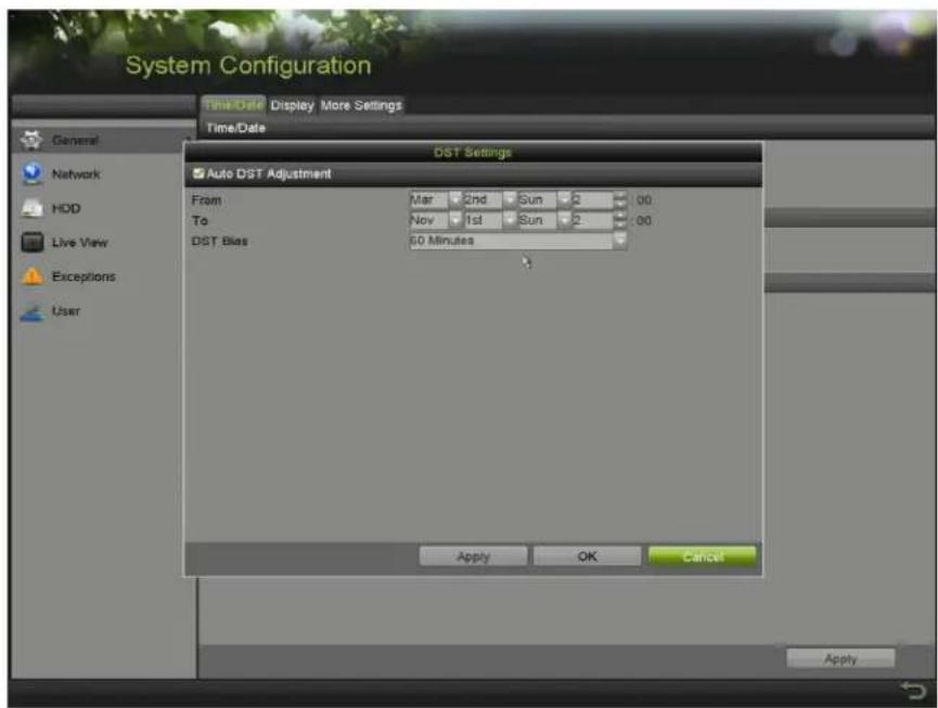 Hikvision DS-7204HQI-K1/P - 'hoose the DST Settings tab. - 2