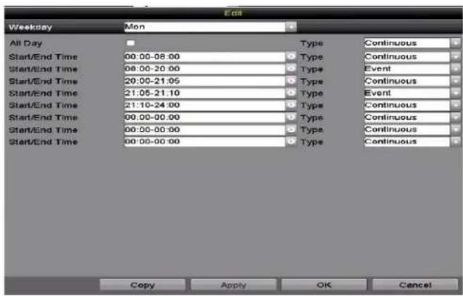 Hikvision DS-7204HQI-K1/P - Edit the Schedule - 1