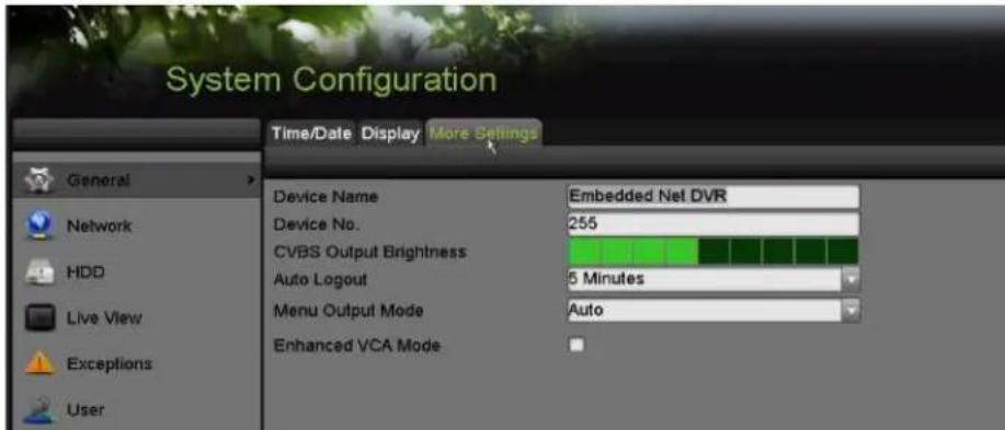 Hikvision DS-7316HQI-K4 - Configuring More Settings - 1