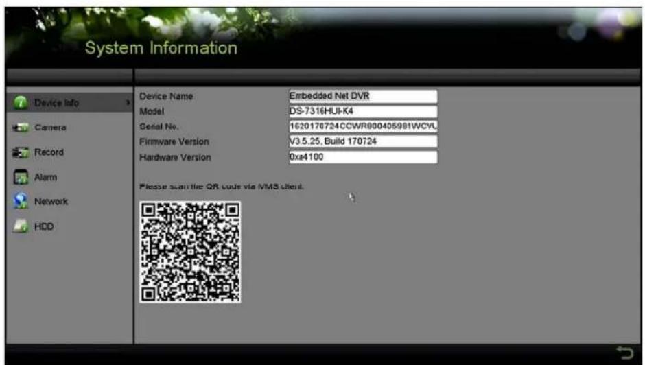Hikvision DS-7316HQI-K4 - Viewing System Information - 1