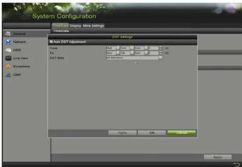 Hikvision DS-7316HQI-K4 - Configuring DST Settings - 1