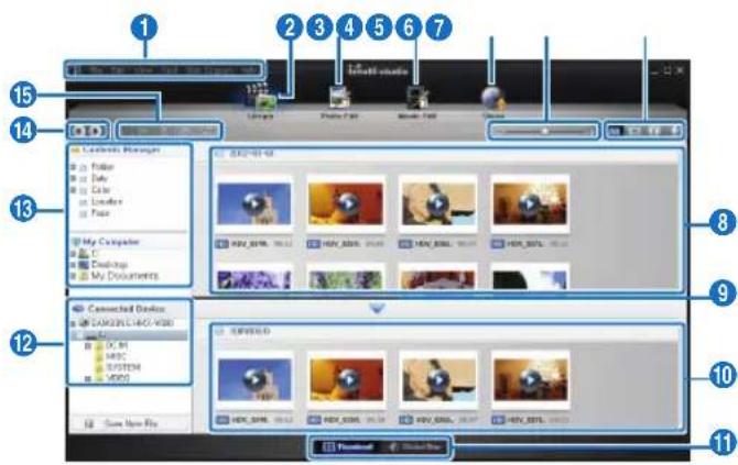 SAMSUNG HMX-W350YP - Schritt: Das Hauptfenster von Intelli-Studio - 1