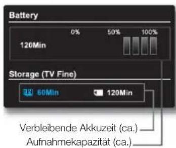 SAMSUNG SMX-F33LP - So überprüfen Sie den verbleibenden Akkuladestand und die Speicherkapazität. - 1