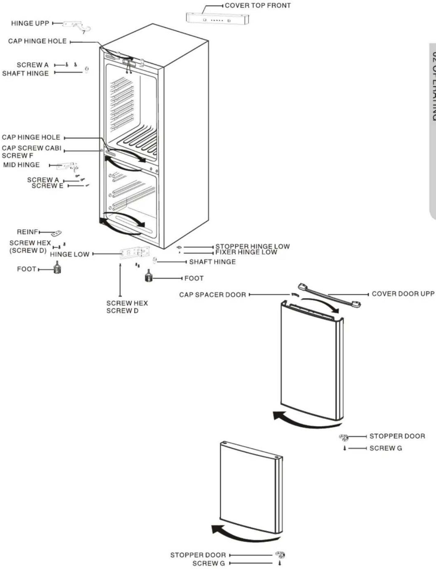 SAMSUNG RL37HCTC - Reversing the door swin(2) - 1