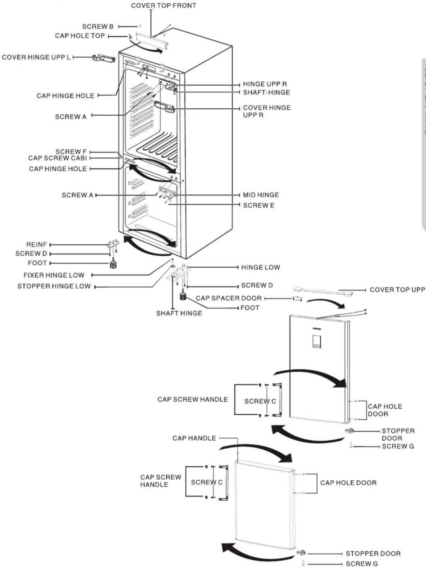 SAMSUNG RL37HCTC - REVERSING THE DOOR SWING - 4