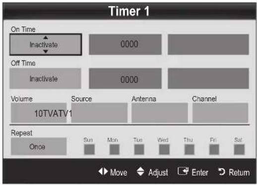 SAMSUNG UE32C6505UK - Setting the On/Off Timer - 1