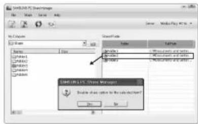 SAMSUNG UE40B8090XW - ■ Cancelling a Shared Folder - 3