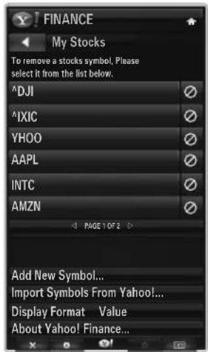 SAMSUNG UE40B8090XW - Using the Yahoo!® Finance Widget - 1