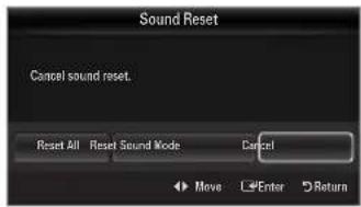 SAMSUNG UE40B8090XW - ☐ Sound Reset → Reset All / Reset Sound Mode / Cancel - 1