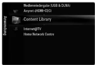 SAMSUNG UE40B8090XW - Verwenden der Menüs für die Bibliothek der Inhalte - 1