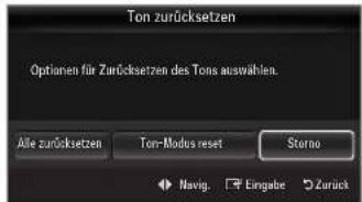SAMSUNG UE40B8090XW - Ton zurücksetzen → Alle zurücksetzen / Ton-Modus reset / Storno - 1