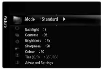 SAMSUNG UE40B8090XW - ☐ Backlight / Contrast / Brightness / Sharpness / Colour / Tint(G/R) - 1