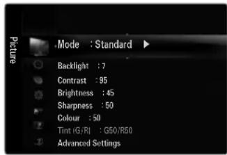 SAMSUNG UE40B7090WW - Backlight / Contrast / Brightness / Sharpness / Colour / Tint(G/R) - 1