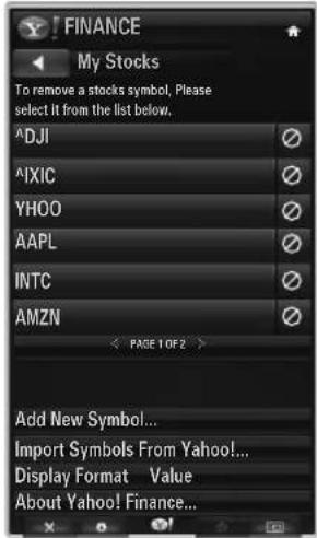 SAMSUNG UE40B7090WW - Using the Yahoo!® Finance Widget - 1