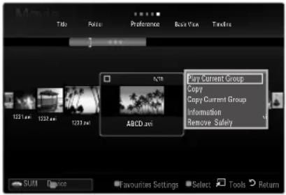 SAMSUNG UE40B7090WW - Movie List Option Menu - 1