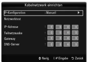 SAMSUNG UE40B7090WW - Kabelnetzwerk einrichten-Manuell - 1