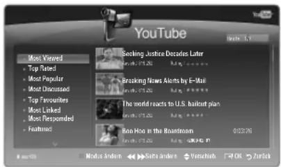 SAMSUNG UE40B7090WW - Verwenden des YouTube-Widget - 1