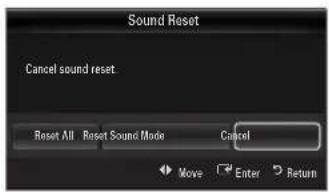 SAMSUNG UE40B7090WW - ☐ Sound Reset → Reset All / Reset Sound Mode / Cancel - 1