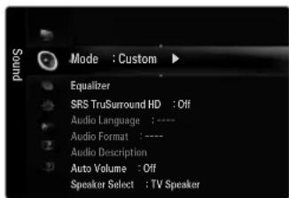 SAMSUNG UE40B7090WW - Mode → Standard / Music / Movie / Clear Voice / Custom - 1
