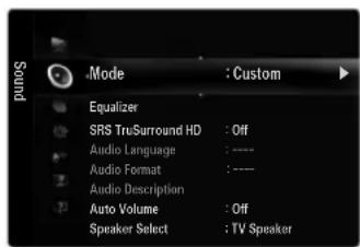SAMSUNG UE40B7090WP - Mode → Standard / Music / Movie / Clear Voice / Custom - 1