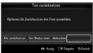 SAMSUNG UE40B7090WP - ☐ Ton zurücksetzen → Alle zurücksetzen / Ton-Modus reset / Abbrechen - 1