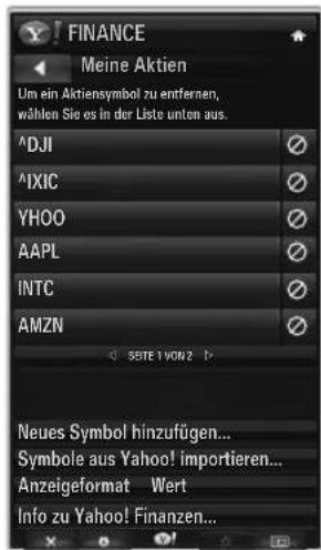 SAMSUNG UE40B7090WP - Verwenden des Finanz-Widget von Yahoo!® - 1