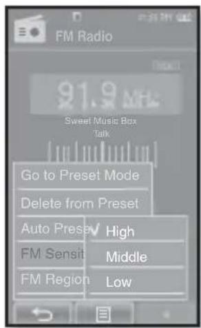 SAMSUNG YP-P2JQB - To set the FM sensitivity - 1