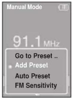 SAMSUNG YP-K5JQB - To manually set Presets - 1