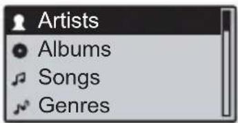 Artists Albums Songs Genres