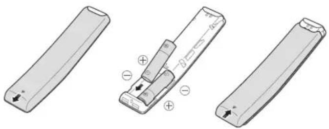 SAMSUNG UE65KS8000L - Поставяне на батериите в Дистанционно Samsung Smart - 1