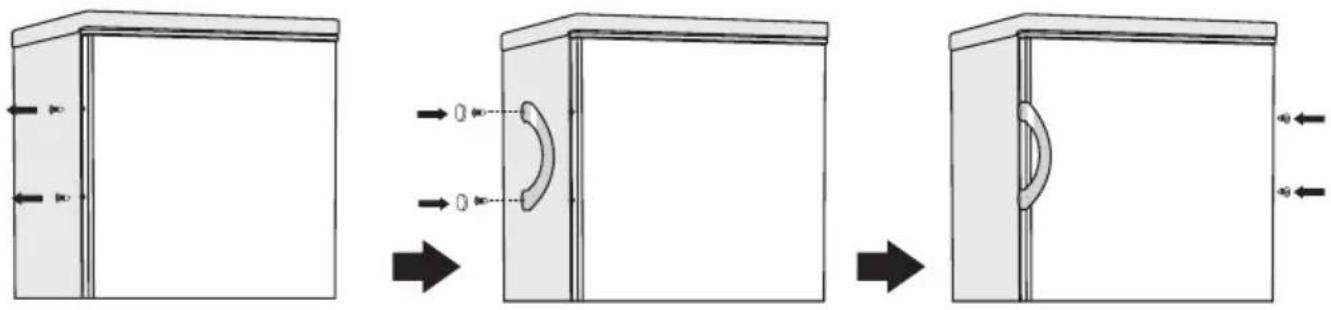 GORENJE RF3121ANW - Montieren Sie den Handgriff an die Gerätetür (falls dieser mitgeliefert wurde) - 1