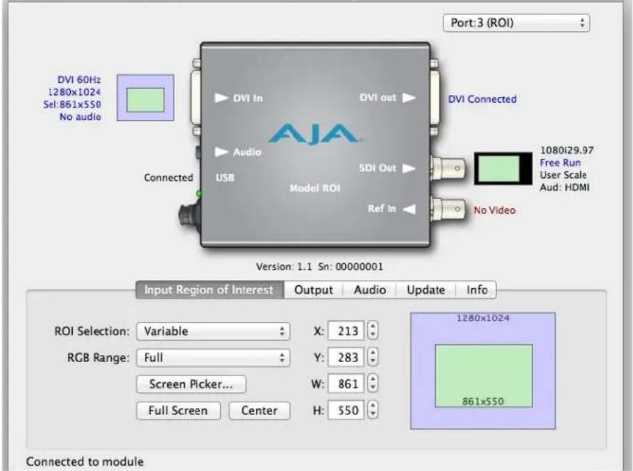 AJA ROI-DVI - Input Region of Interest Tab - 1