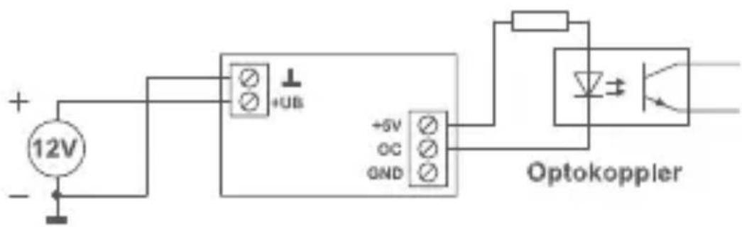 + 12V - +UB +5V OC GND Optokoppler