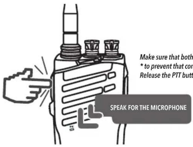 Make sure that both * to prevent that con Release the PTT butt SPEAK FOR THE MICROPHONE