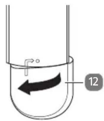 Diagram of a U-tube manometer with a submerged object and directional arrow, labeled with number 12