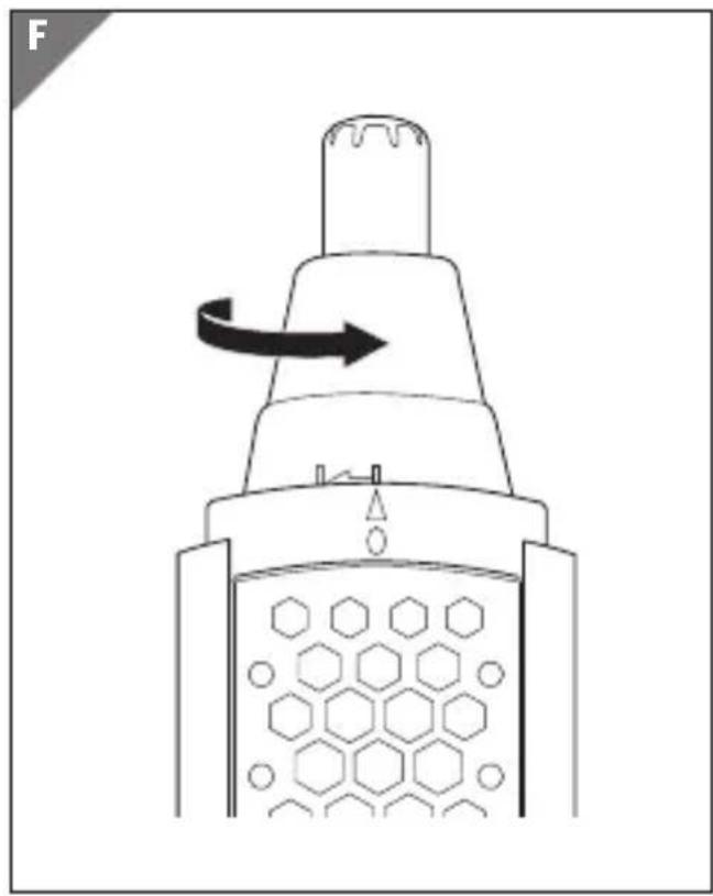 Diagram of a mechanical device with hexagonal base and top component, showing rotational motion (no text or symbols)