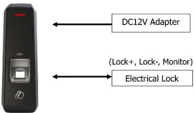 DC12V Adapter (Lock+, Lock-, Monitor) Electrical Lock