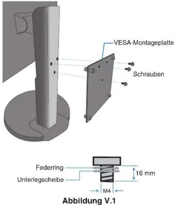 VESA-Montageplatte Schrauben Federring Unterlegscheibe M4 16 mm Abbildung V.1