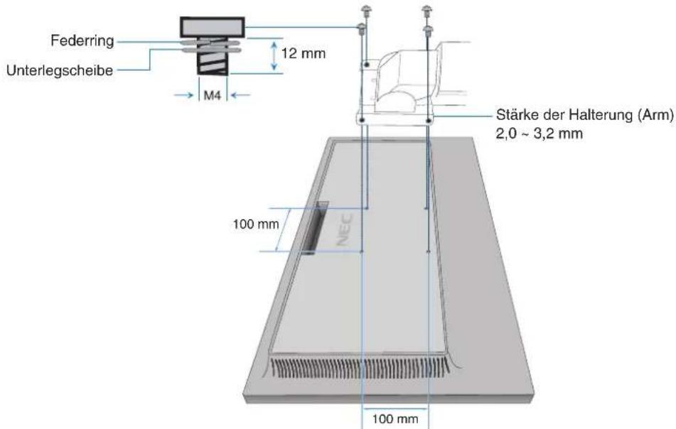 Federring Unterlegscheibe M4 12 mm Stärke der Halterung (Arm) 2,0 ~ 3,2 mm 100 mm NEC 100 mm