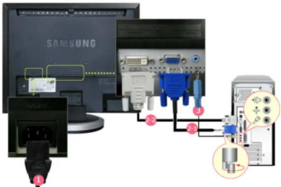 SAMSUNG 940MW - Connecting the monitor - 1