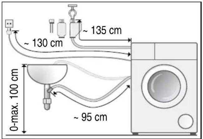 SIEMENS iQ800 WM14Y7TT9 - Schlauch- und Leitungslängen - 1
