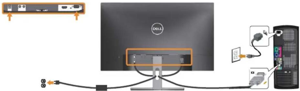 DELL S2319HN - VGA-Kabel (optional erhältlich) anschließen - 1