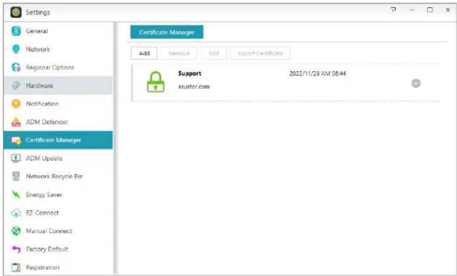 Asustor AS3102T V2 - Certificaatbeheer - 1